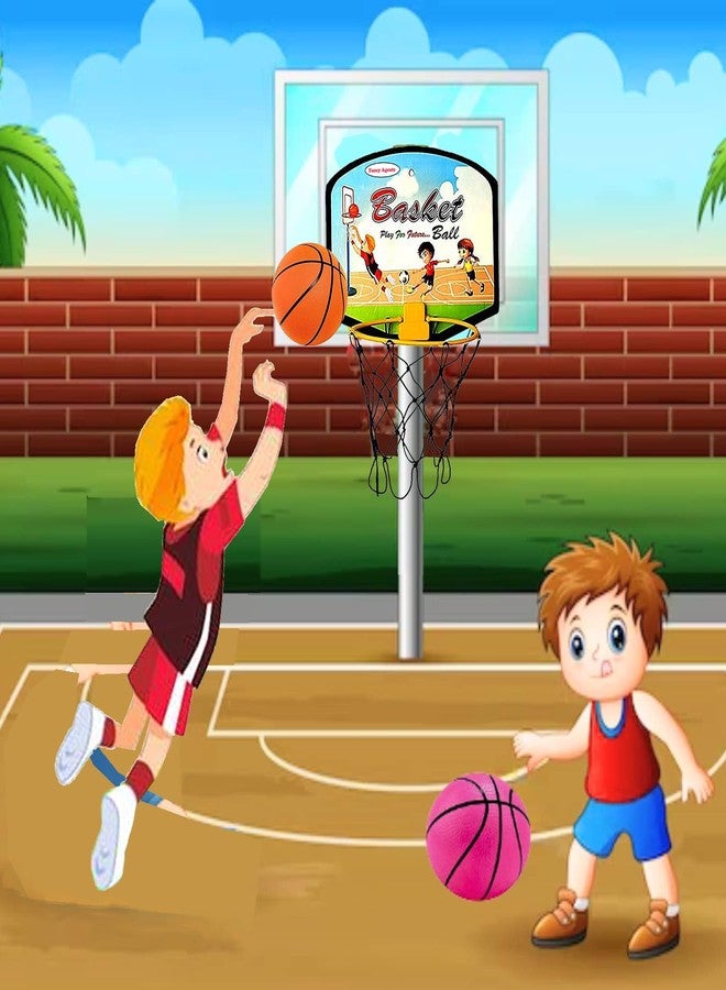 Fancy Agents Basket Ball for Kids | Kids Sports Basketball Toys for Indoor and Outdoor Games | Basketball Portable Set with Hanging Board, Ball, Ring Net Gift for Kids on Birthday and Return Gifts - Image 3